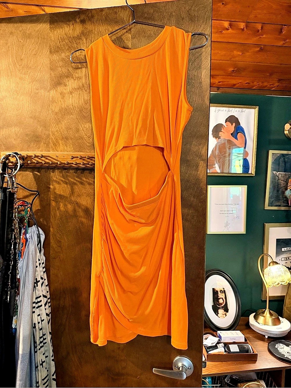 Orange Cutout Mini Dress XL